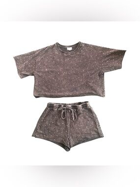 Le Lis Weathered gray Rhinestone short set.